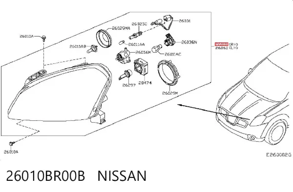 Sağ far 26010BR00B Nissan/Infiniti