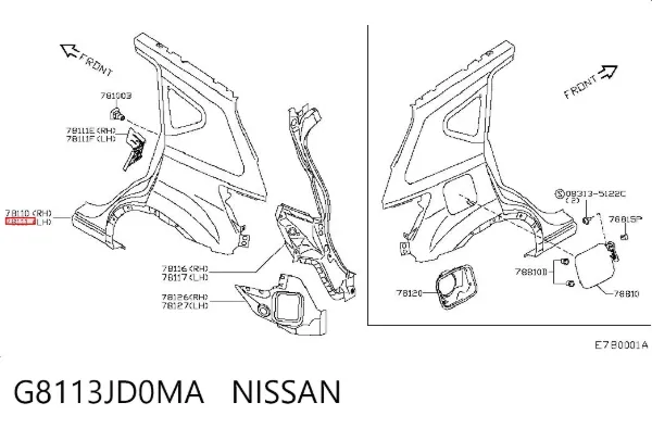 Sol arka çamurluk Nissan Qashqai I