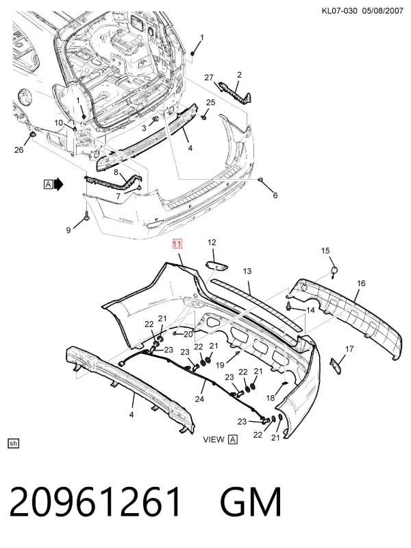 Arka tampon Chevrolet Captiva I