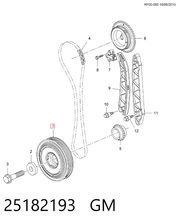 Krank mili kasnağı 25182193 General Motors