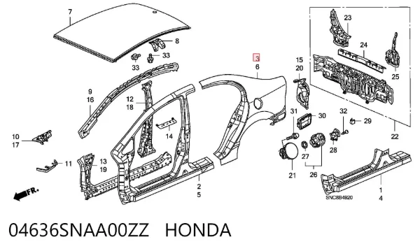 Sağ arka çamurluk Honda Civic VIII