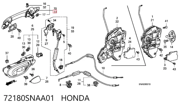 Ön sol kapı kolu Honda Civic VIII