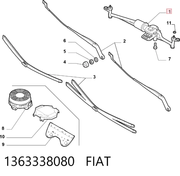 Silecek mafsalı 1363338080 Fiat/Alfa/Lancia