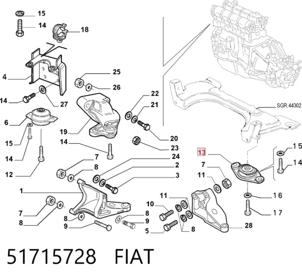 Arka motor takozu Fiat Palio 178BX