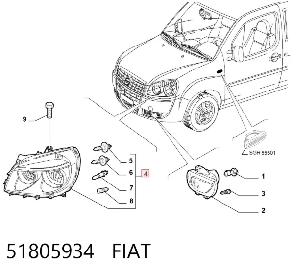 Sağ far 51805934 Fiat/Alfa/Lancia