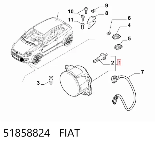 Sis farı 51858824 Fiat/Alfa/Lancia