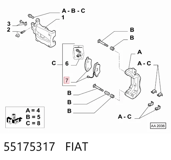 Ön fren balatası 55175317 Fiat/Alfa/Lancia