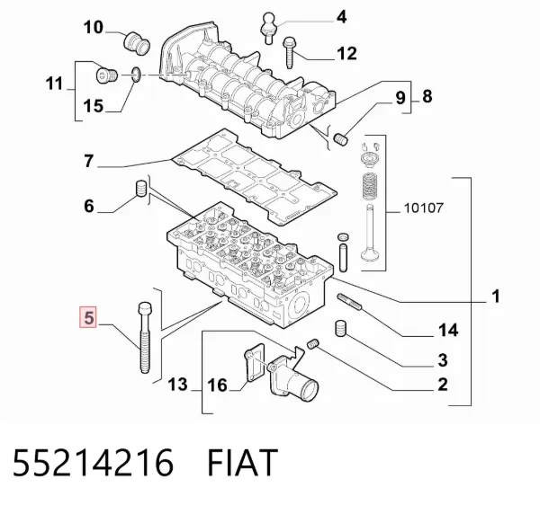 Silindir kapağı cıvatası 55214216 Fiat/Alfa/Lancia