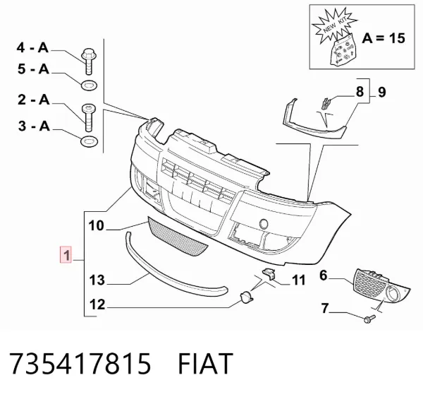 Ön tampon 735417815 Fiat/Alfa/Lancia