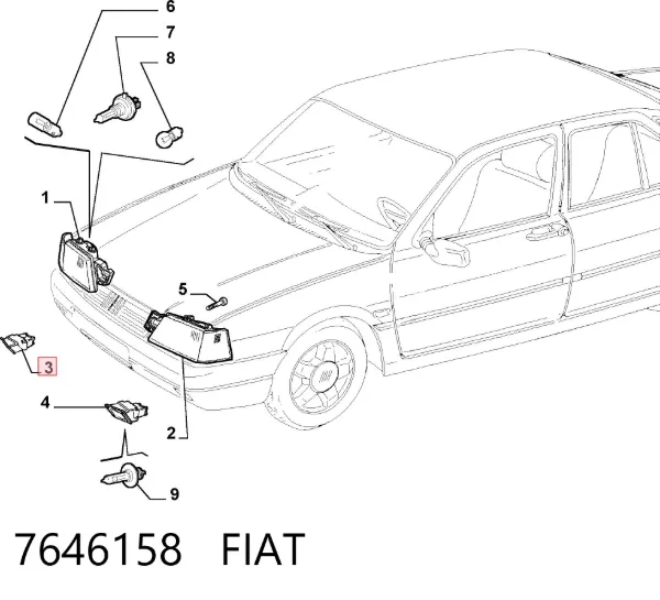 Sağ sis farı Fiat Tempra 159