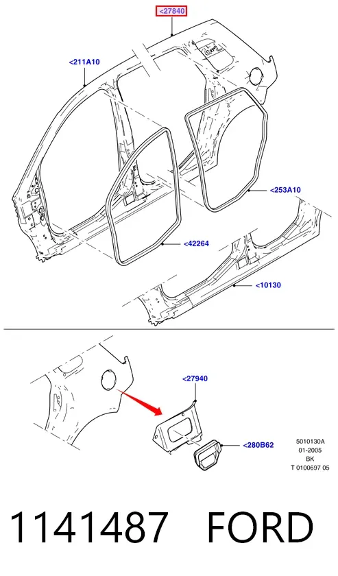 Sağ arka çamurluk Ford Fiesta Mk5