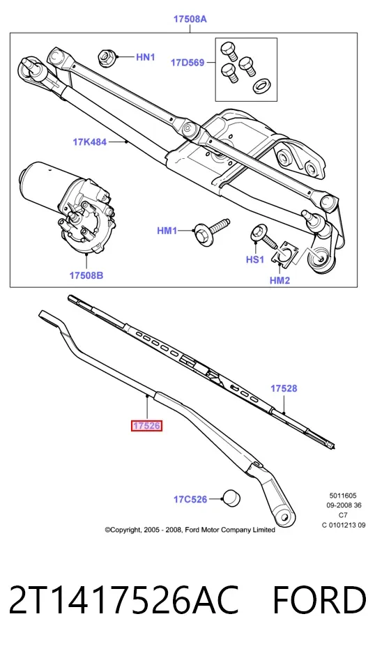Silecek kolu Ford Connect TC7
