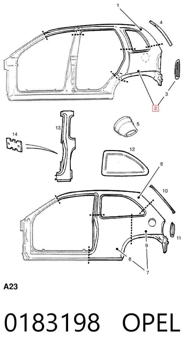 Sol arka çamurluk Opel Corsa B
