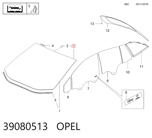 Ön cam Opel Astra K