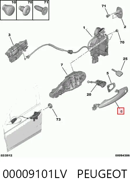 Ön sol kapı kolu Peugeot 301 