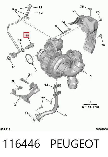 Turbo yağ besleme borusu cıvatası 116446 Peugeot/Citroen