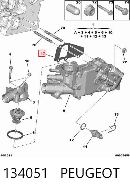 Termostat gövdesi contası 134051 Peugeot/Citroen