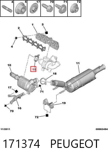 Turboşarj katalizör bağlantı kelepçesi 171374 Peugeot/Citroen