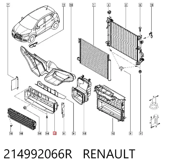 Radyatör alt hava kanalı (deflektör) 214992066R Renault (RVI)