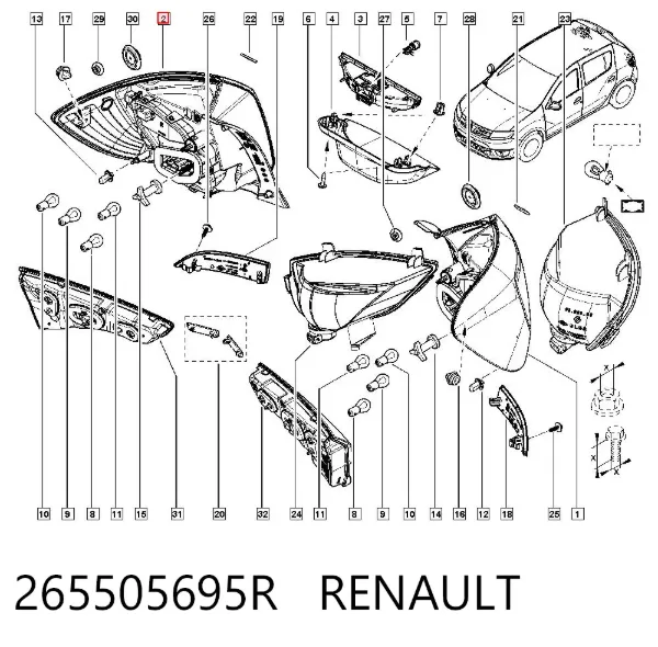 Sağ arka stop 265505695R Renault (RVI)