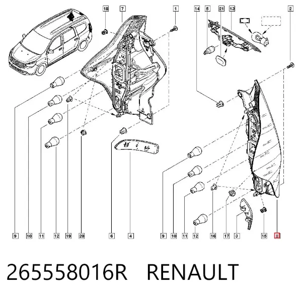 Sol arka stop 265558016R Renault (RVI)