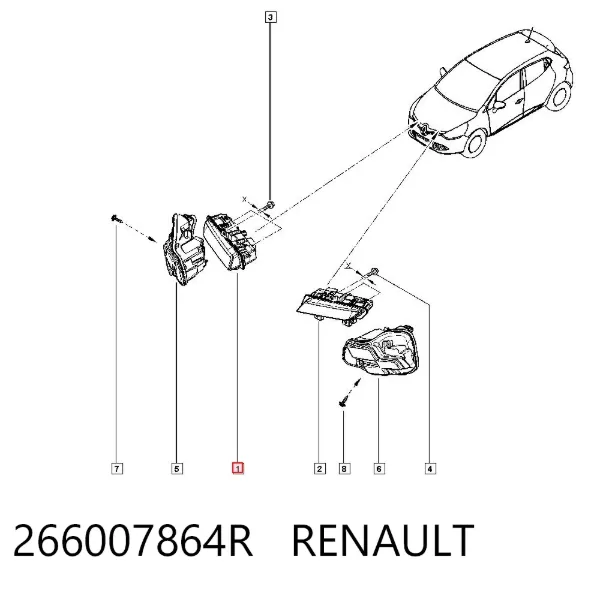 Sağ gündüz farı 266007864R Renault (RVI)