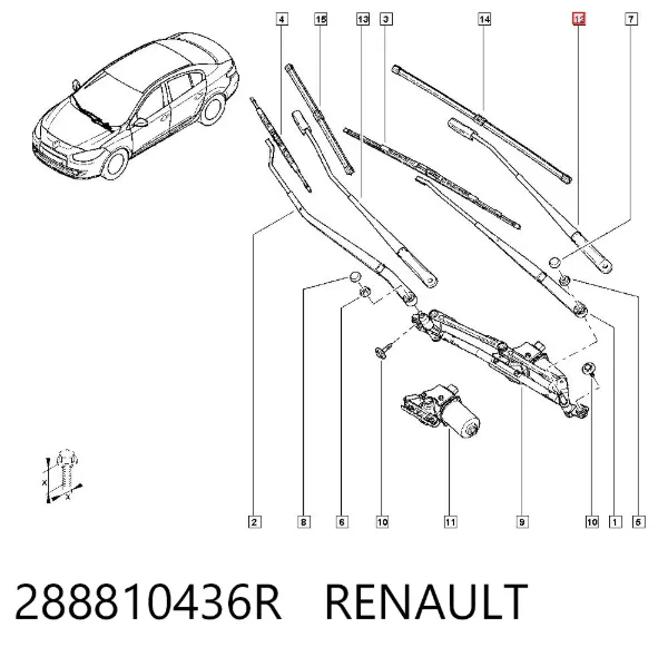 Silecek kolu Renault Fluence L3