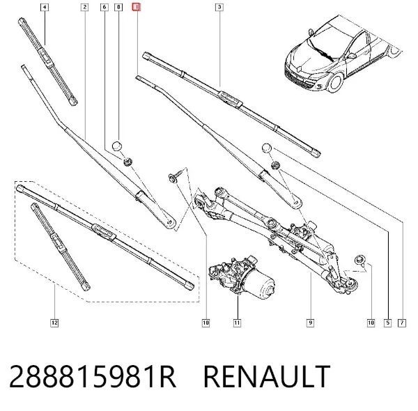 Silecek kolu Renault Megane III