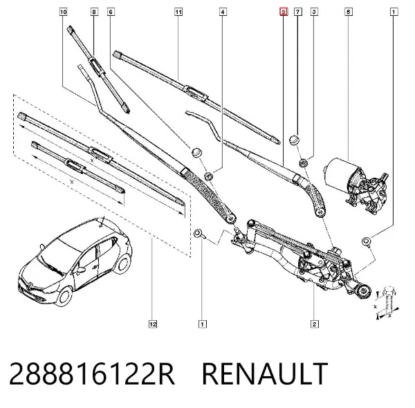 Silecek kolu Renault Clio IV