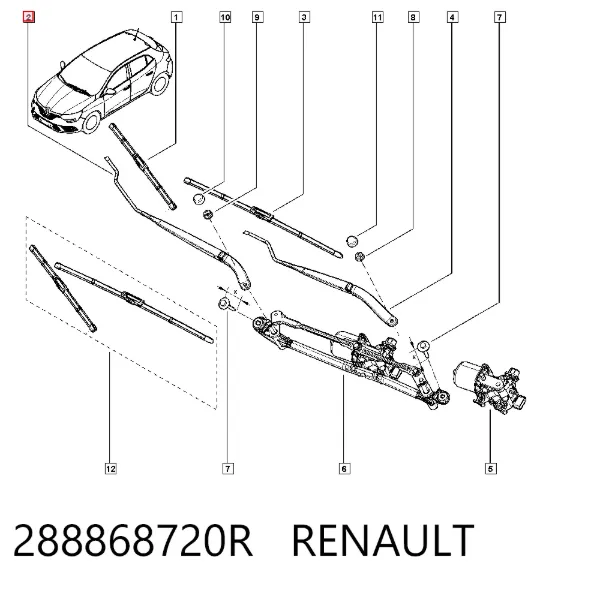 Silecek kolu Renault Megane IV