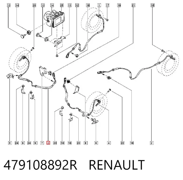 Ön ABS sensörü 479108892R Renault (RVI)