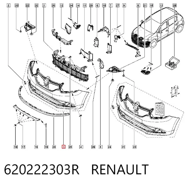 Ön tampon 620222303R Renault (RVI)