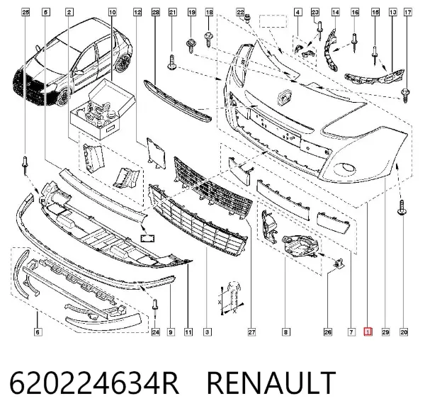 Ön tampon Renault Clio III