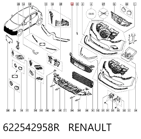 Ön tampon orta ızgarası 622542958R Renault (RVI)