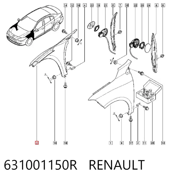 Sağ ön çamurluk Renault Fluence L3