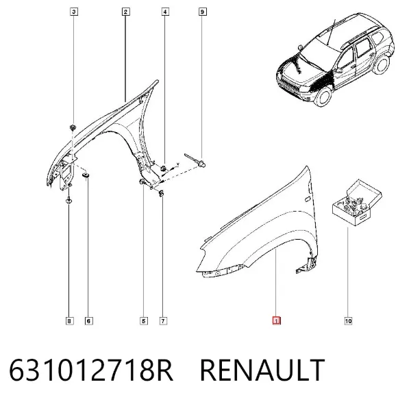 Sol ön çamurluk 631012718R Renault (RVI)