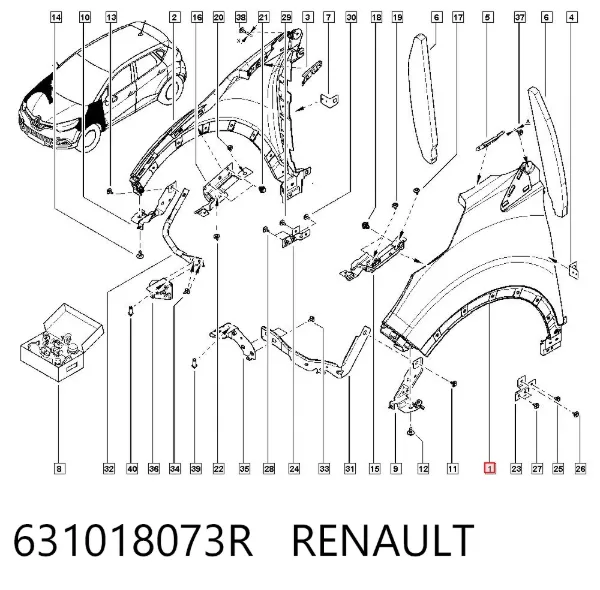 Sol ön çamurluk 631018073R Renault (RVI)