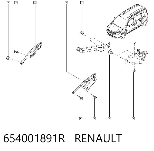 Sağ kaput menteşesi 654001891R Renault (RVI)