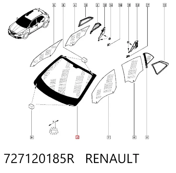 Ön cam Renault Megane IV