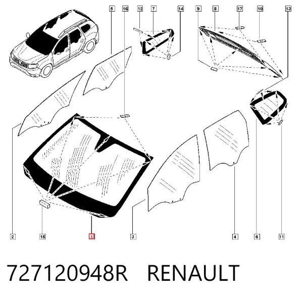 Ön cam 727120948R Renault (RVI)
