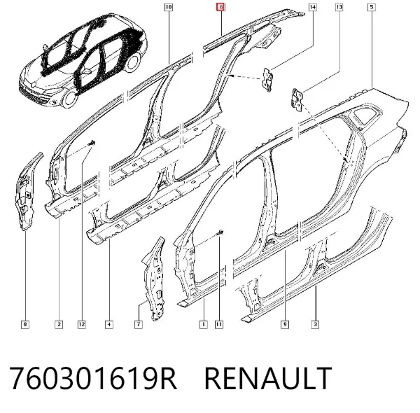Sağ arka çamurluk Renault Megane III