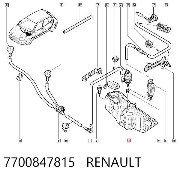Silecek suyu deposu Renault Clio SYMBOL