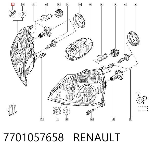 Sağ far 7701057658 Renault (RVI)