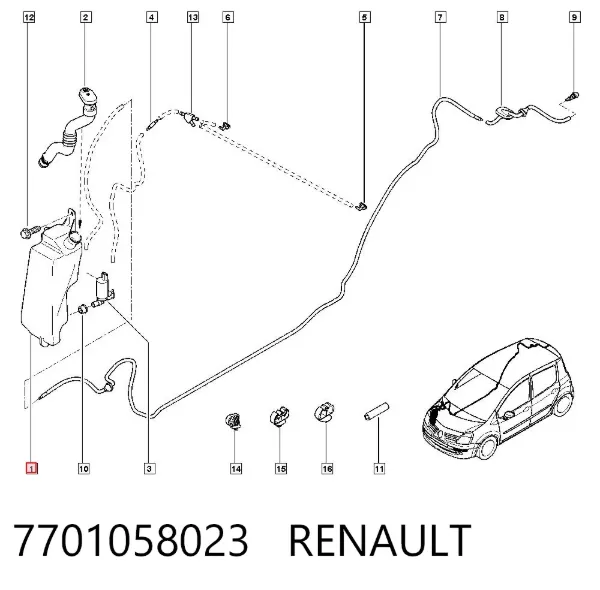 Silecek suyu deposu 7701058023 Renault (RVI)