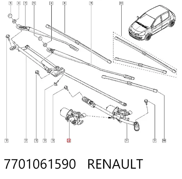 Silecek Motoru 7701061590 Renault (RVI)