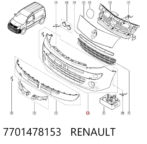 Ön tampon 7701478153 Renault (RVI)