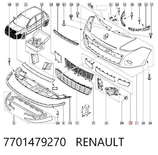 Ön tampon kaplaması 7701479270 Renault (RVI)