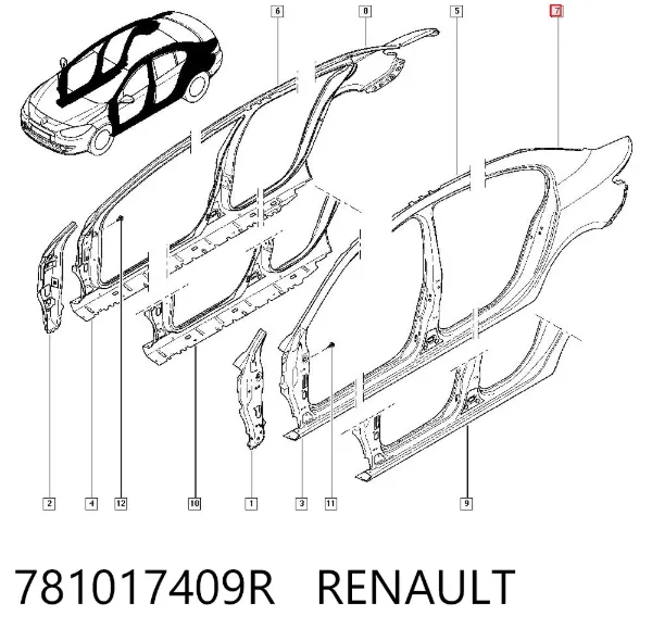 Sol arka çamurluk Renault Fluence L3
