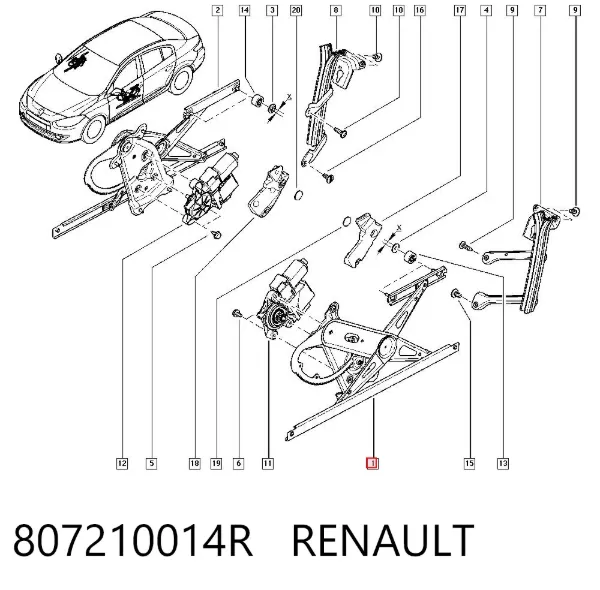 Sol Ön cam krikosu Renault Fluence L3