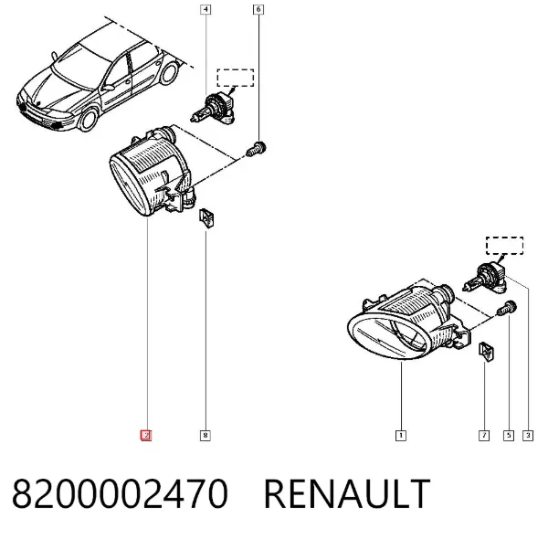 Sağ sis farı 8200002470 Renault (RVI)